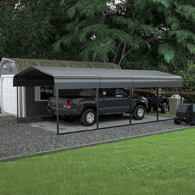 VEIKOUS 12-ft W x 20-ft L x 7.8-ft H Gray Metal Carport in the Carports  department at Lowes.com